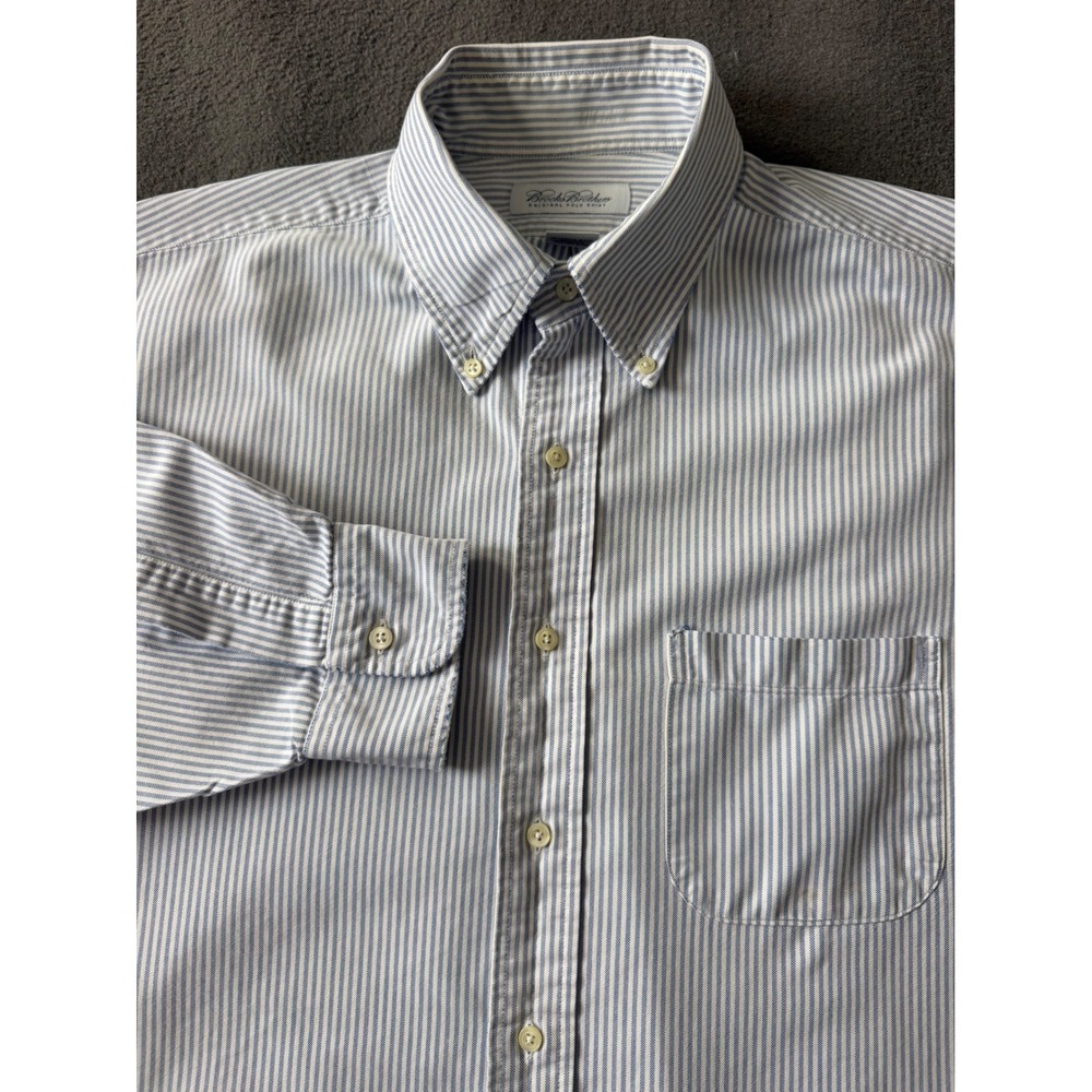 VTG Brooks Brothers Original Polo Shirt 17-34 Supima Oxford Stripe Made in USA
